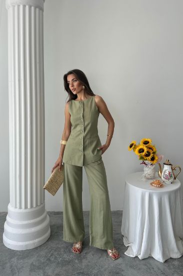 KETEN YELEK - PANTOLON TAKIM - Yeşil resmi
